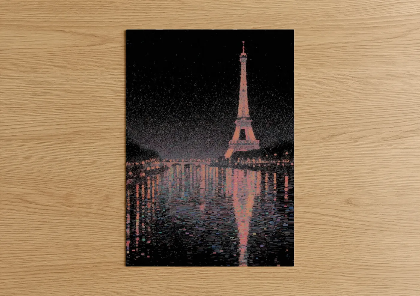 Eiffel Tower Night Reflection Paris Wall Art