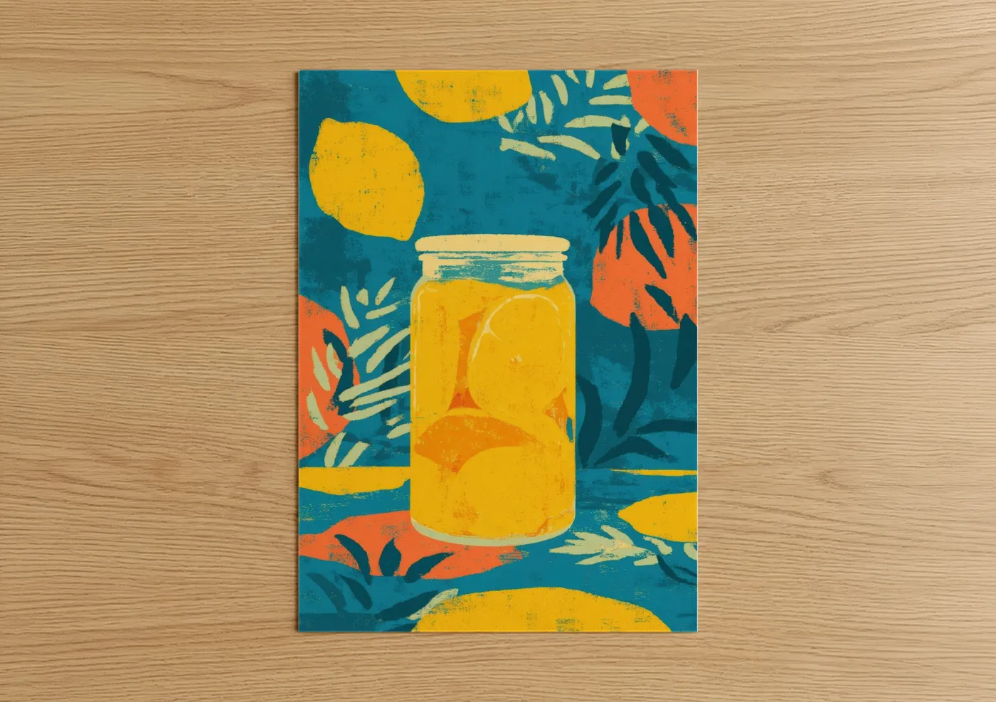 Citrus Preserve Lemon Jar Illustration Wall Art
