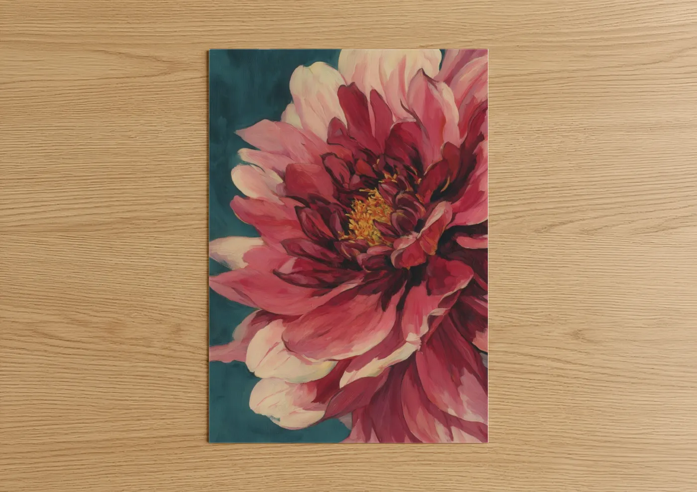 Crimson Dahlia Floral Art Print Wall Art