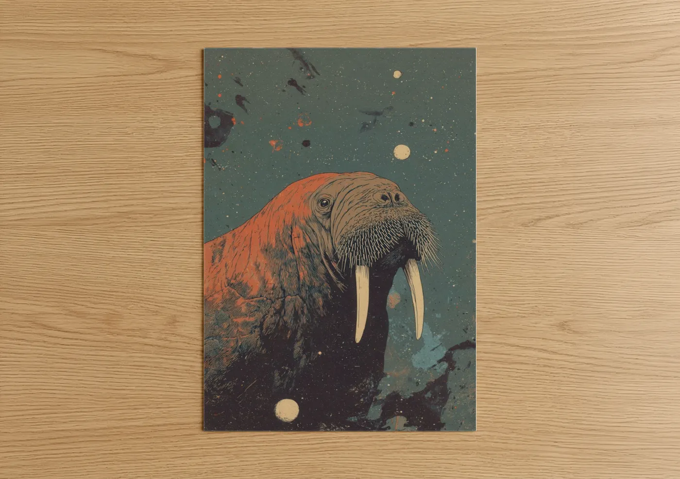 Cosmic Walrus Starry Night Wall Art