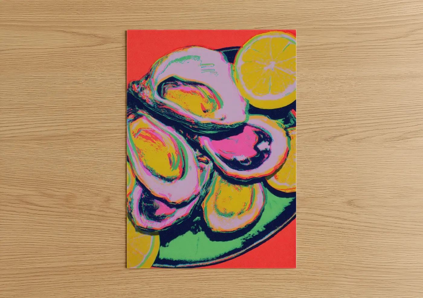 Neon Oyster Stack Pop Art Print Wall Art