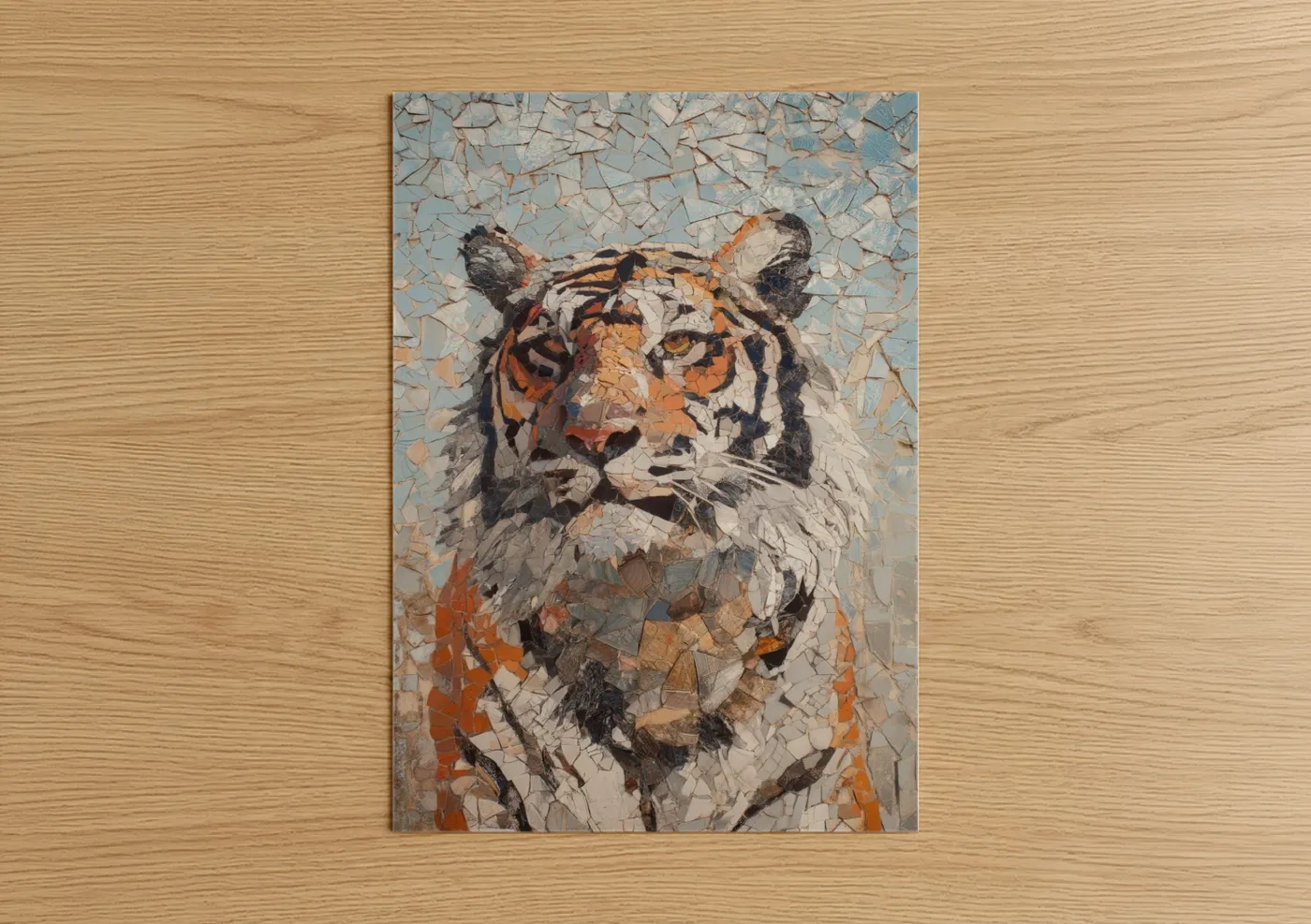 Abstract Mosaic Tiger Portrait Wall Art