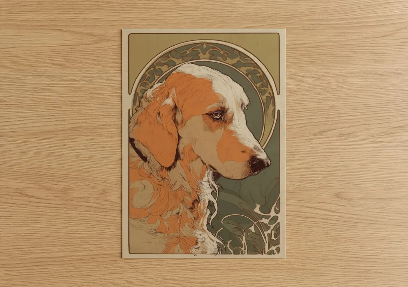 Orange and White Retriever Portrait Wall Art