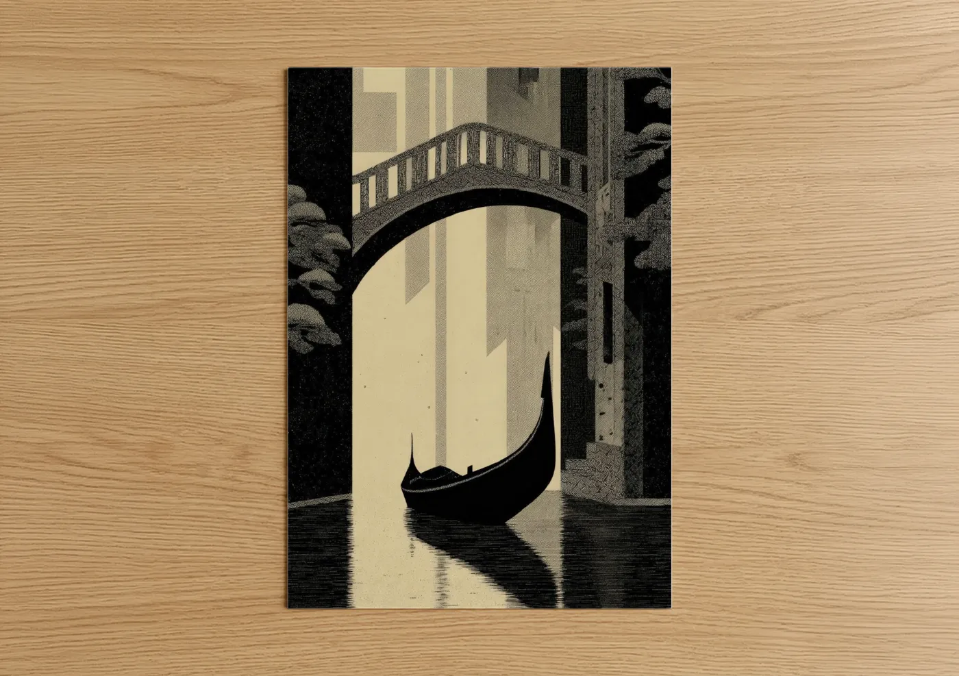 Venice Gondola Architecture Black White Wall Art