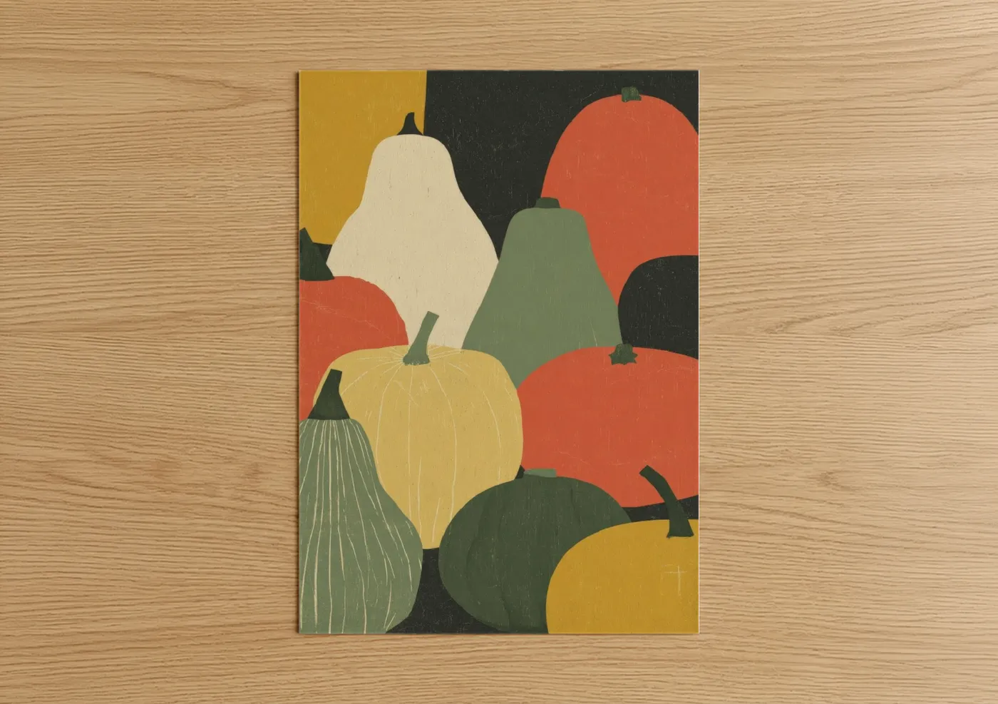 Autumn Harvest Fruit Still Life Illustration Wall Art