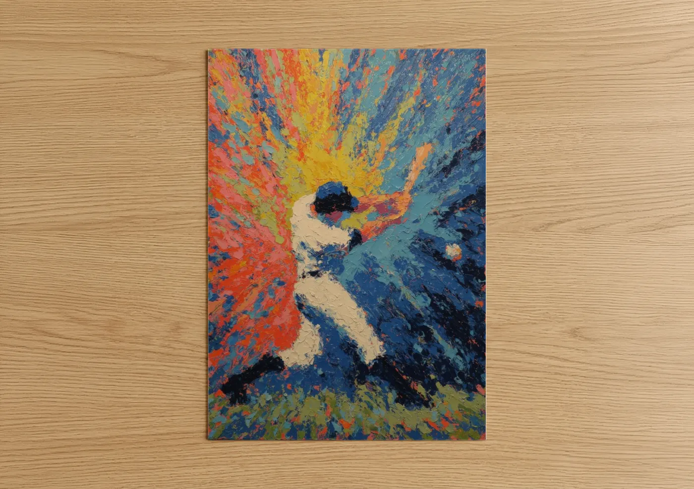 Expressive Baseball Player Colorful Wall Art