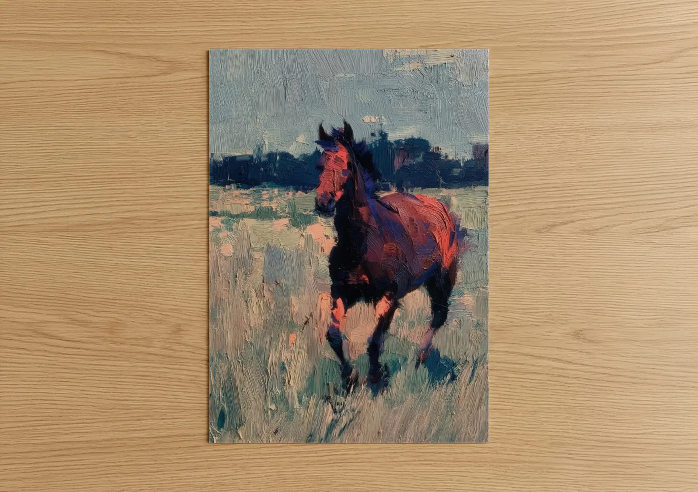 Galloping Thoroughbred Horse Oil Painting Wall Art
