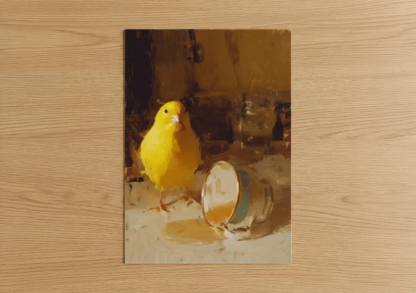 Golden Canary Portrait Oil Painting Wall Art