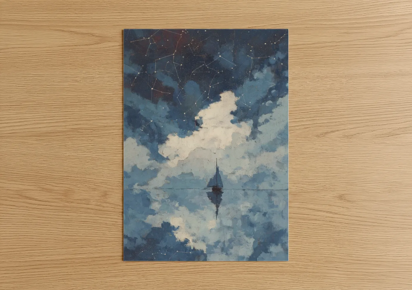 Starlit Sailboat Constellation Night Sky Wall Art