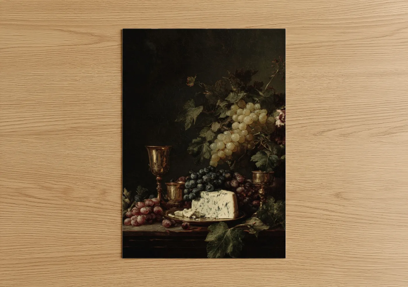 Classic Still Life Cheese with Wine Wall Art