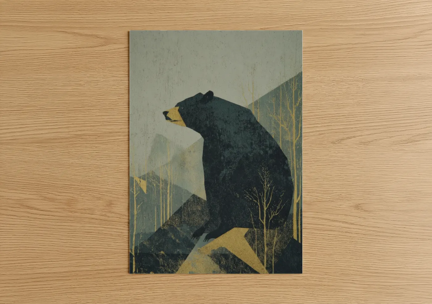 Mountain Sloth Bear Wildlife Art Print Wall Art