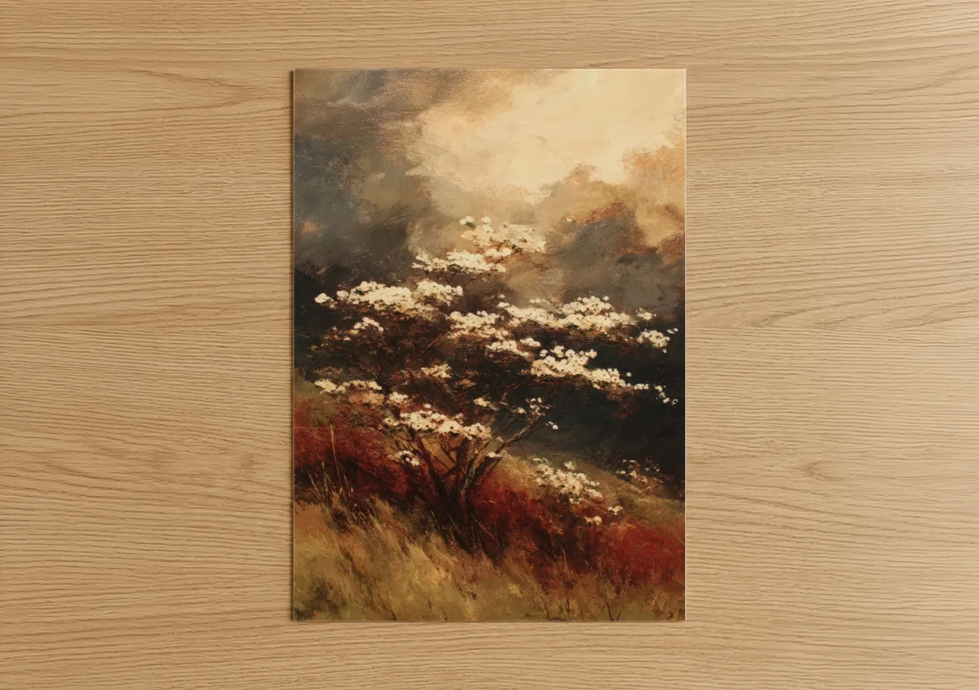 Misty Dogwood Landscape Flower Wall Art