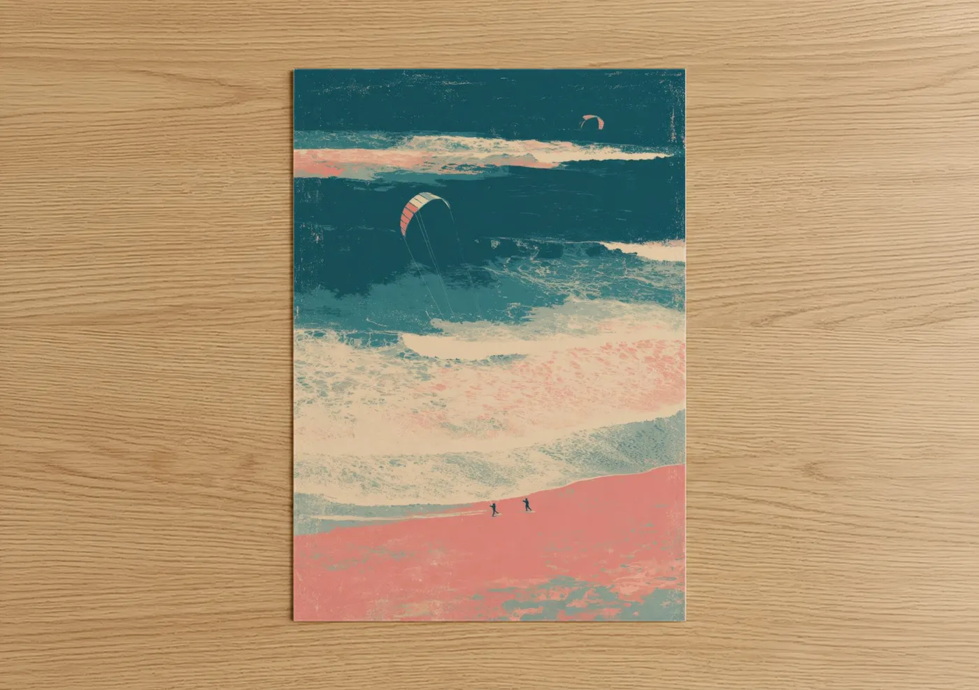 Kite Surfing Coastal Adventure Retro Wall Art