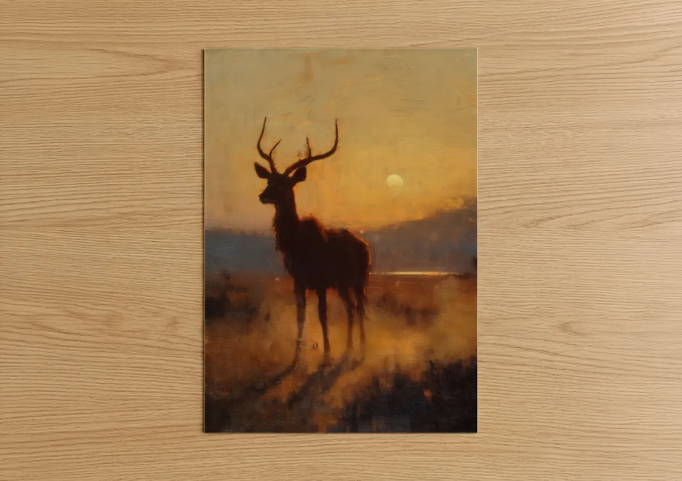 Golden Antelope Sunset Silhouette Wall Art
