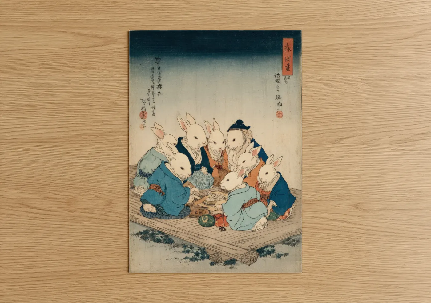 Japanese Rabbit Art Print Wall Art