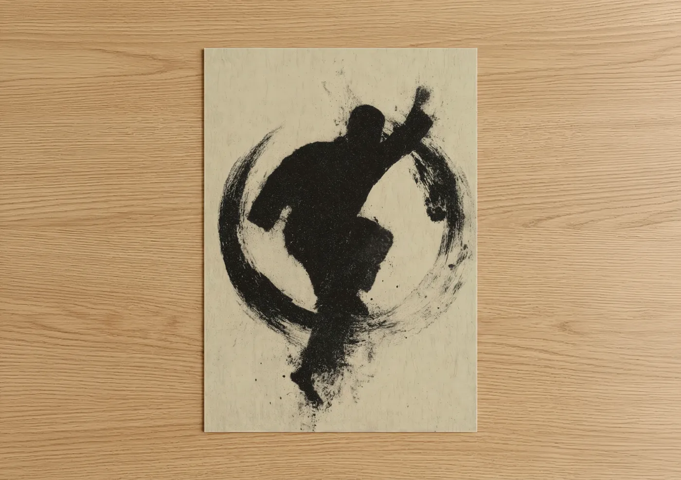 Dynamic Taekwondo Flying Kick Silhouette Wall Art