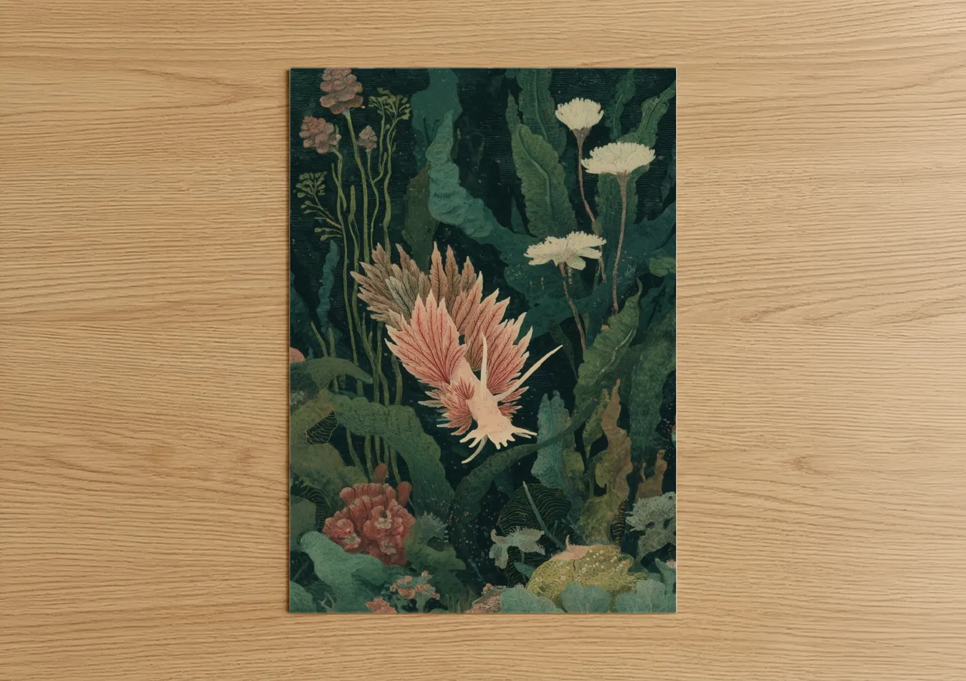 Coral Nudibranch Botanical Sea Illustration Wall Art