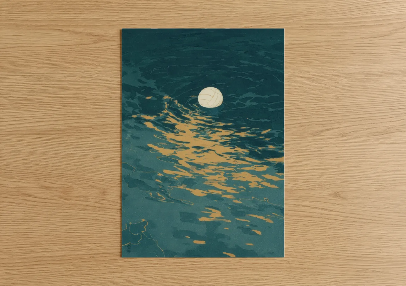 Golden Water Polo Ball Reflection Wall Art