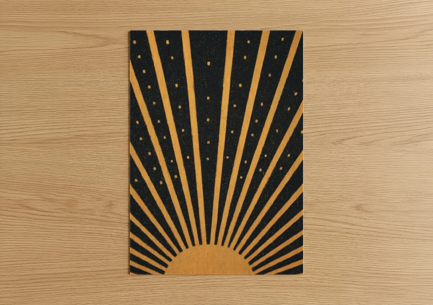 Golden Sunrise Sun Rays Art Deco Wall Art