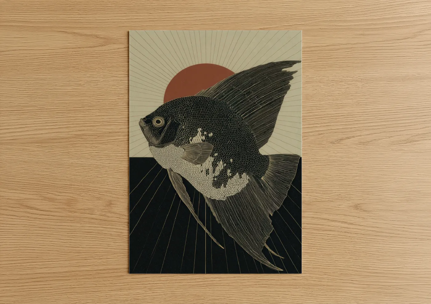 Sunset Discus Fish Minimalist Wall Art