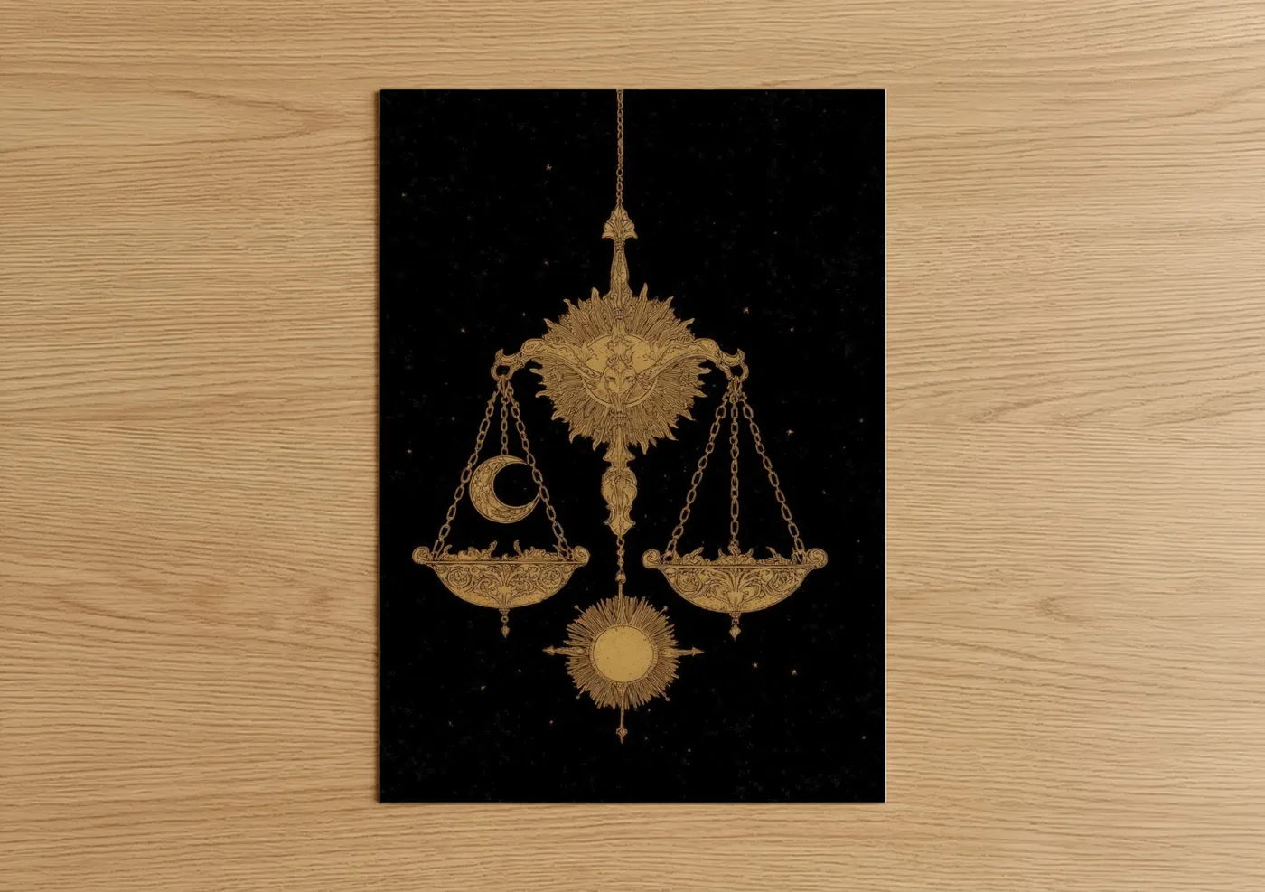 Celestial Libra Zodiac Gold Astrology Wall Art