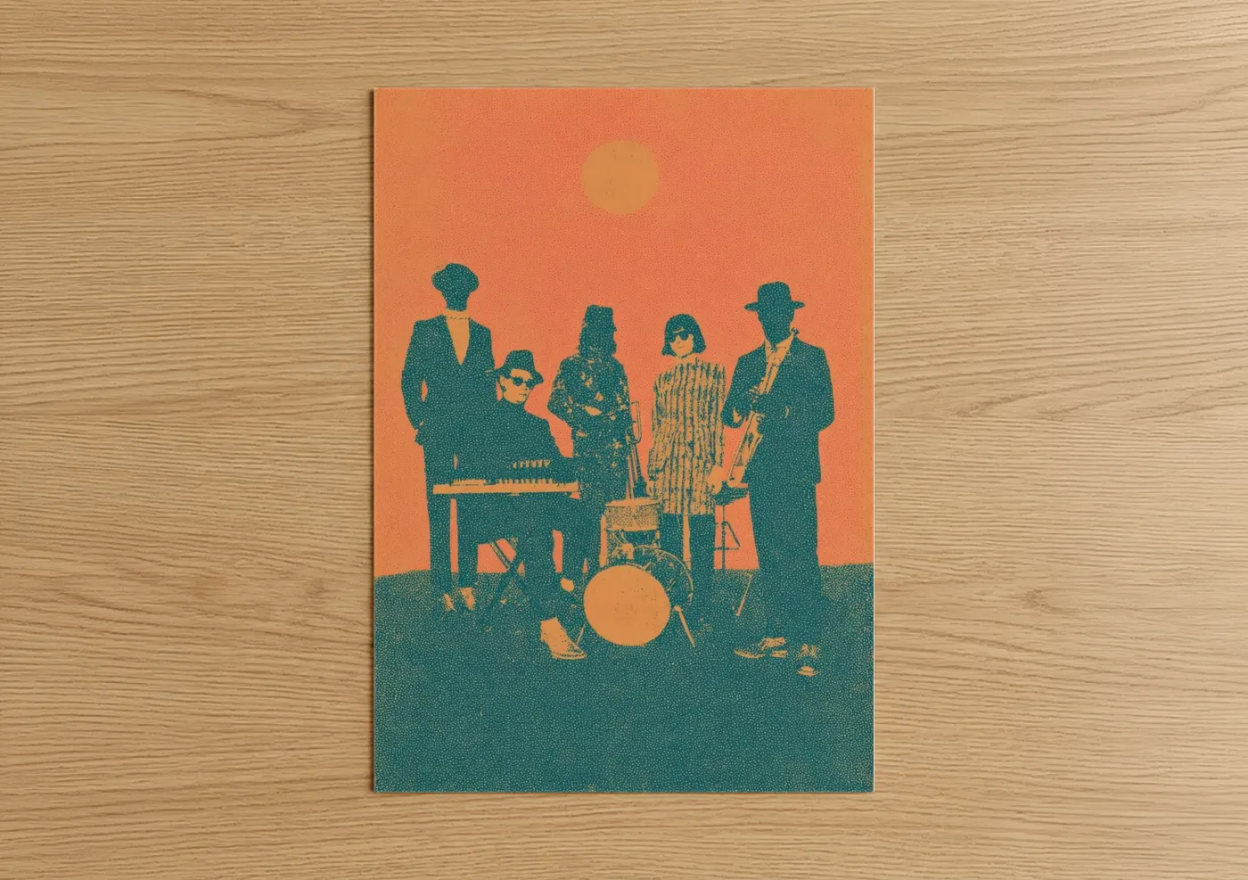 Retro Funk Band Silhouette Illustration Wall Art