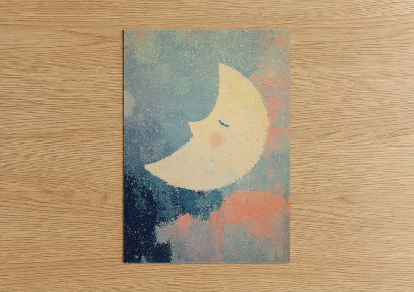 Serene Sleeping Moon Night Sky Wall Art