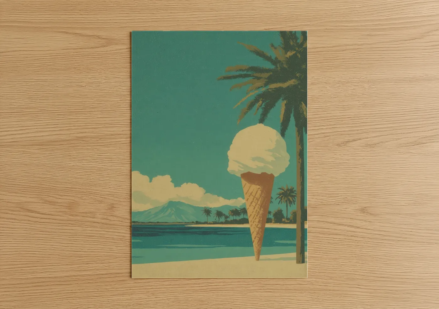 Vanilla Ice Cream Tropical Beach Vintage Wall Art