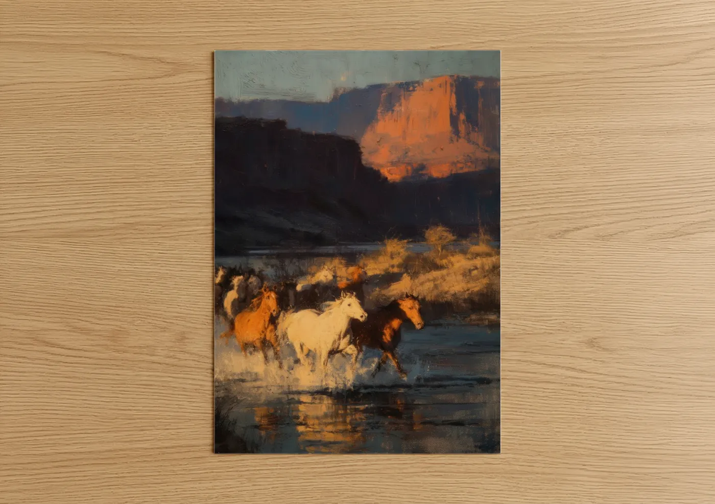 Quarter Horses Desert Canyon Sunset Wall Art