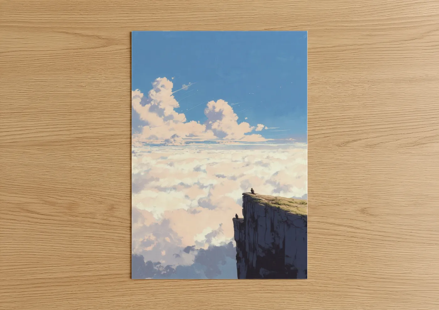 Solitary Eagle Cliff Dreamy Sky Wall Art