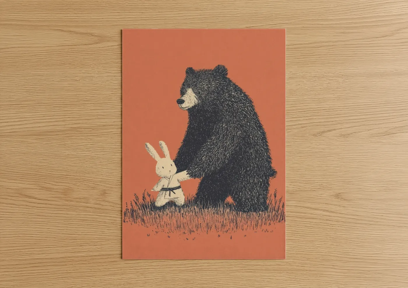 Bear and Rabbit Judo Martial Arts Wall Art