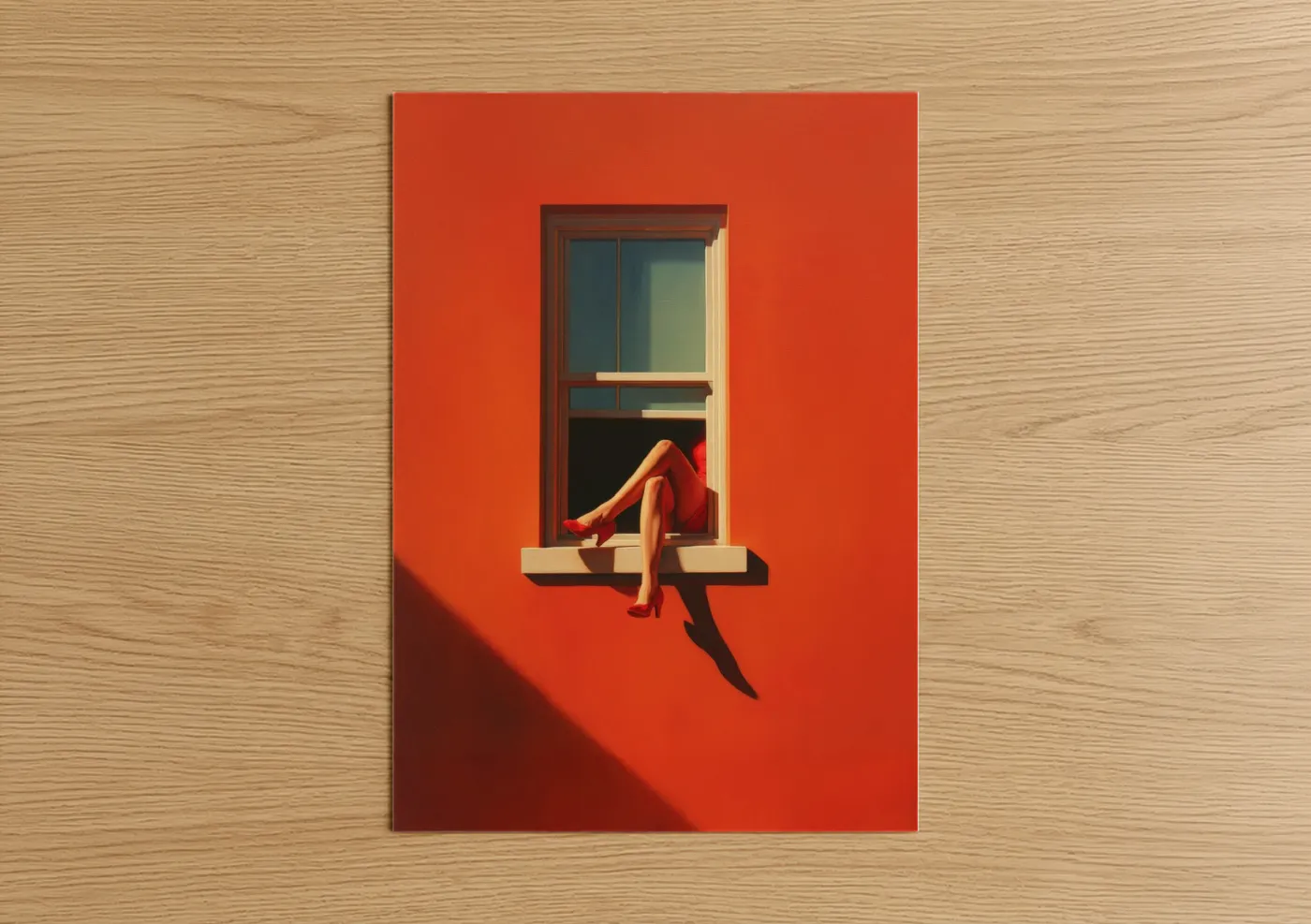 Woman in Red Window Frame Wall Art
