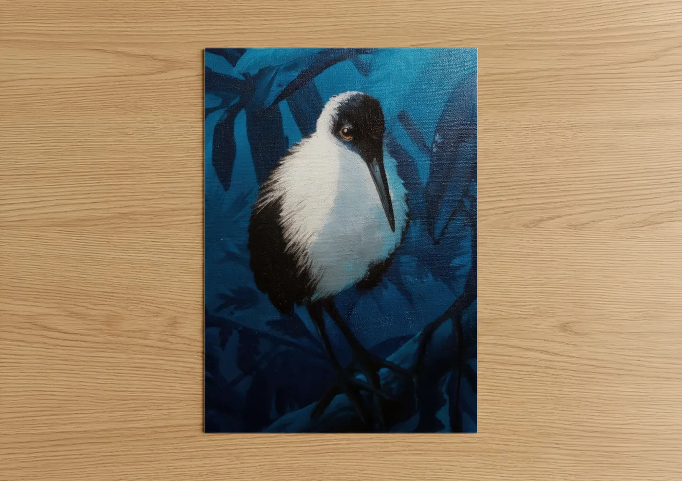 Midnight Kiwi Bird Moody Blue Portrait Wall Art