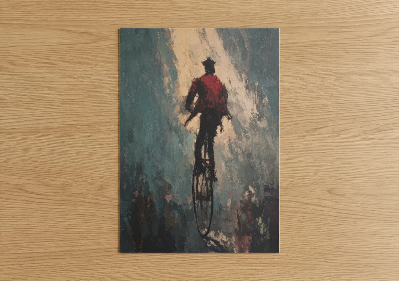 Unicyclist Red Jacket Atmospheric Art Wall Art