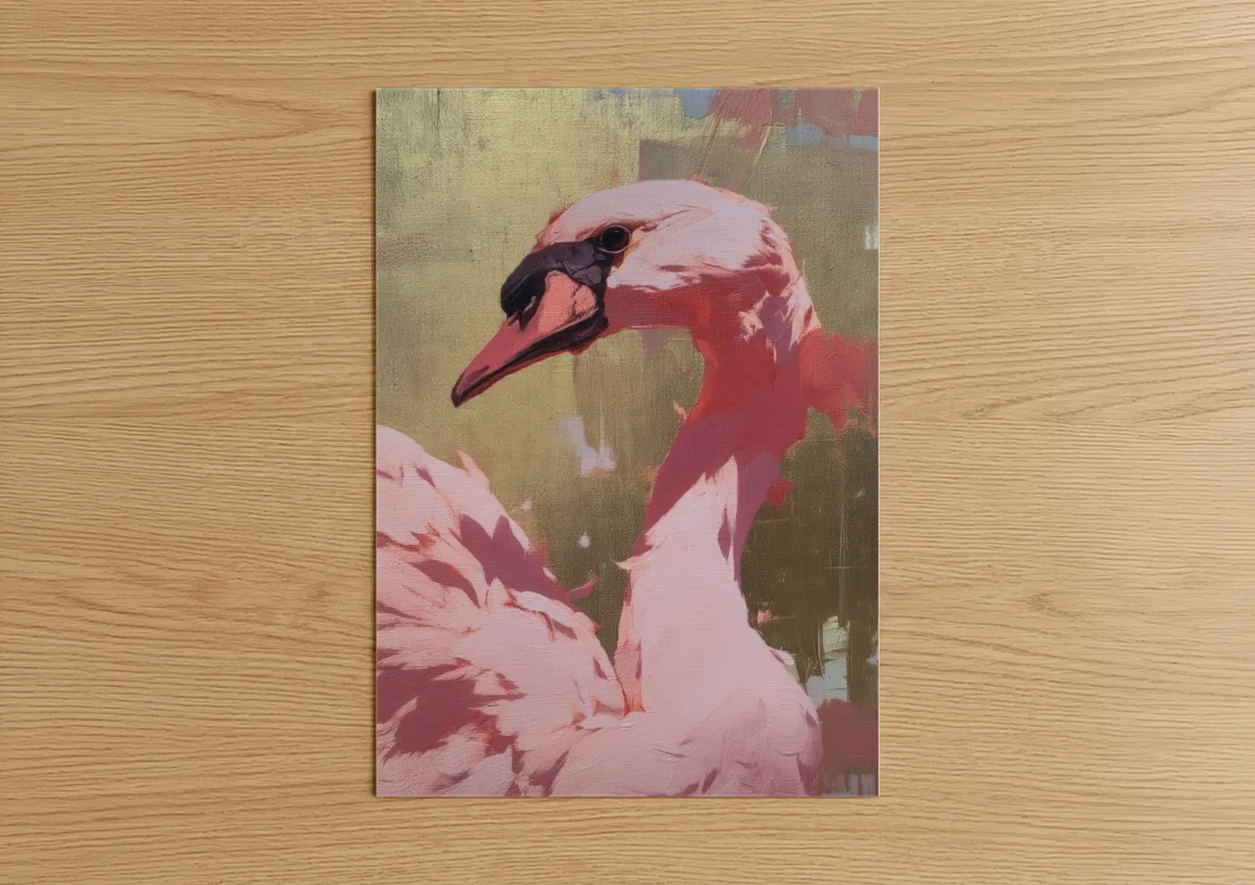 Pink Swan Portrait Contemporary Wall Art