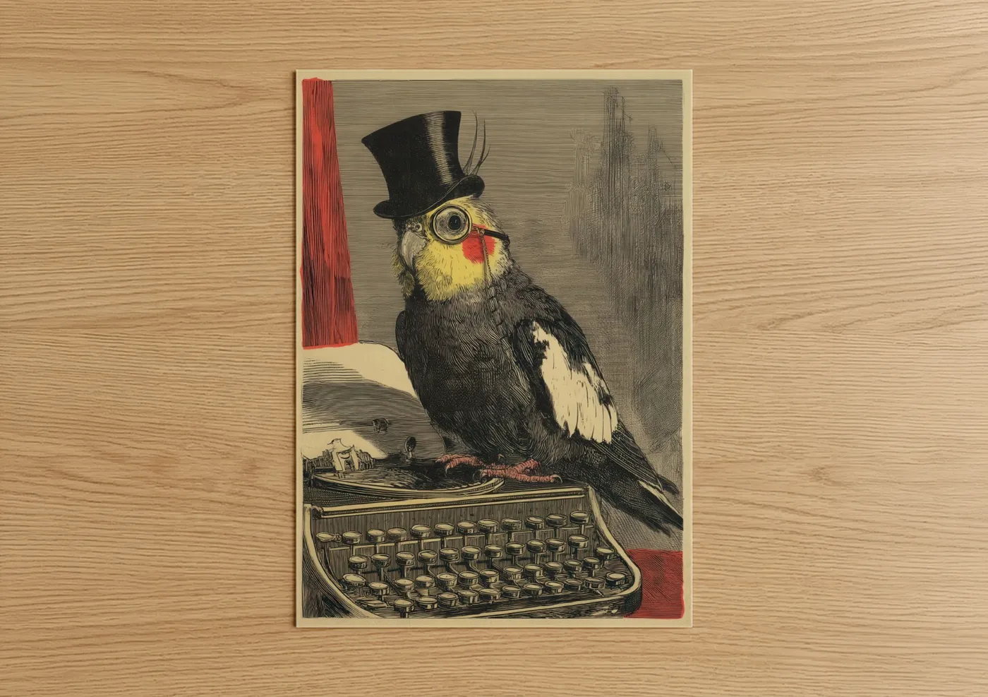 Steampunk Cockatiel Top Hat Monocle Wall Art