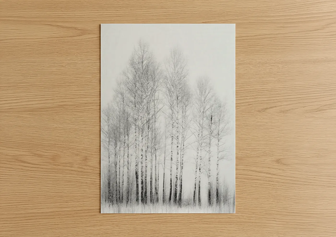 Snowy Birch Forest Winter Landscape Wall Art