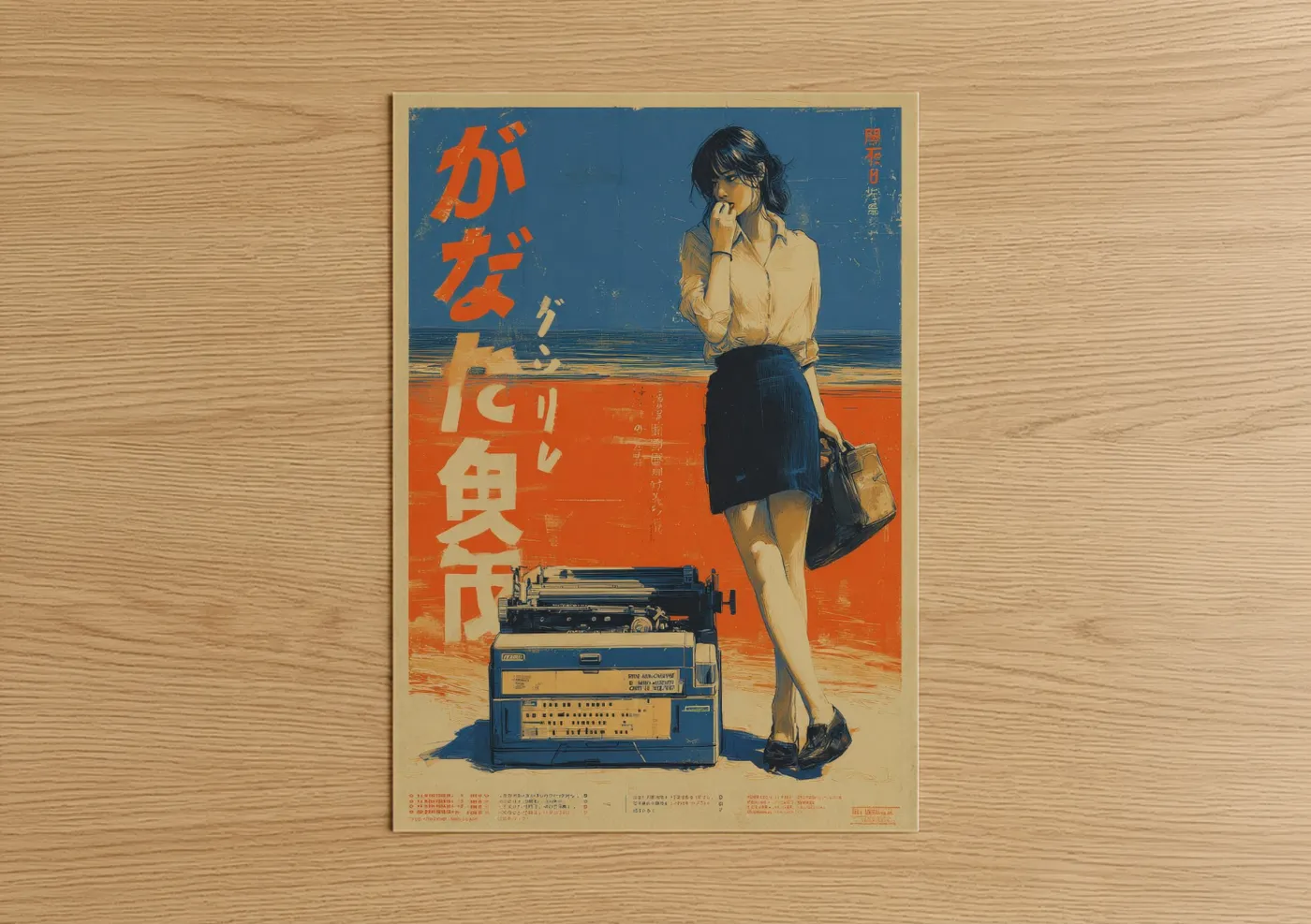 Vintage Japanese Typewriter Ad Poster Wall Art