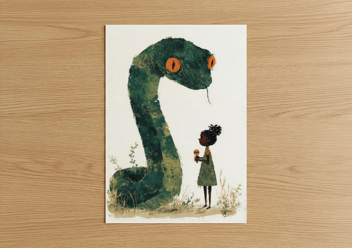 Emerald Guardian Snake Children's Wall Art