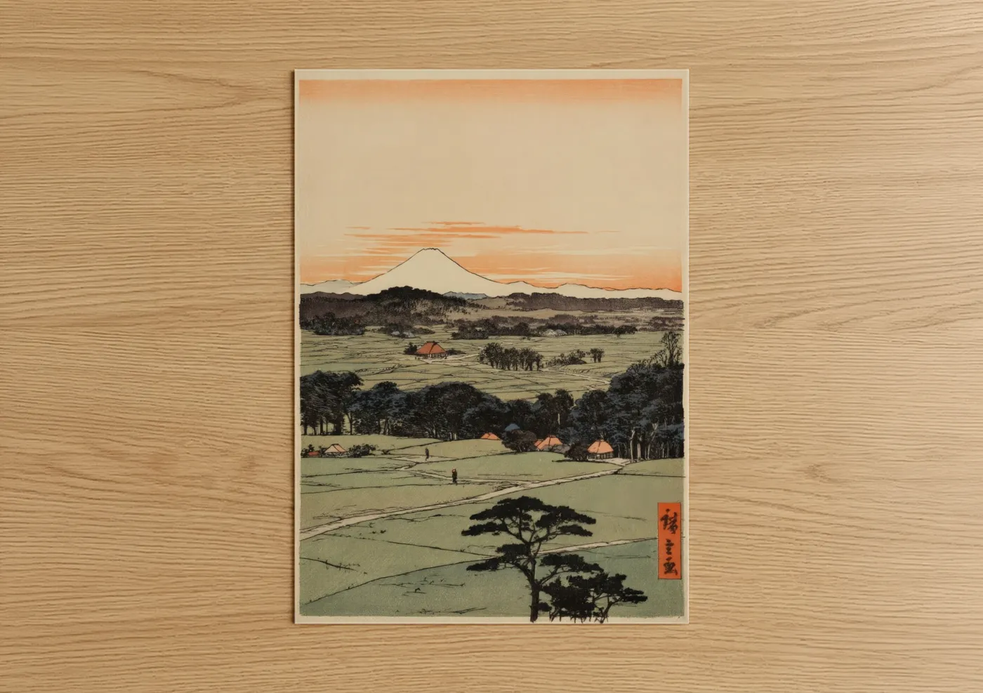 Mount Fuji Japanese Rural Landscape Wall Art