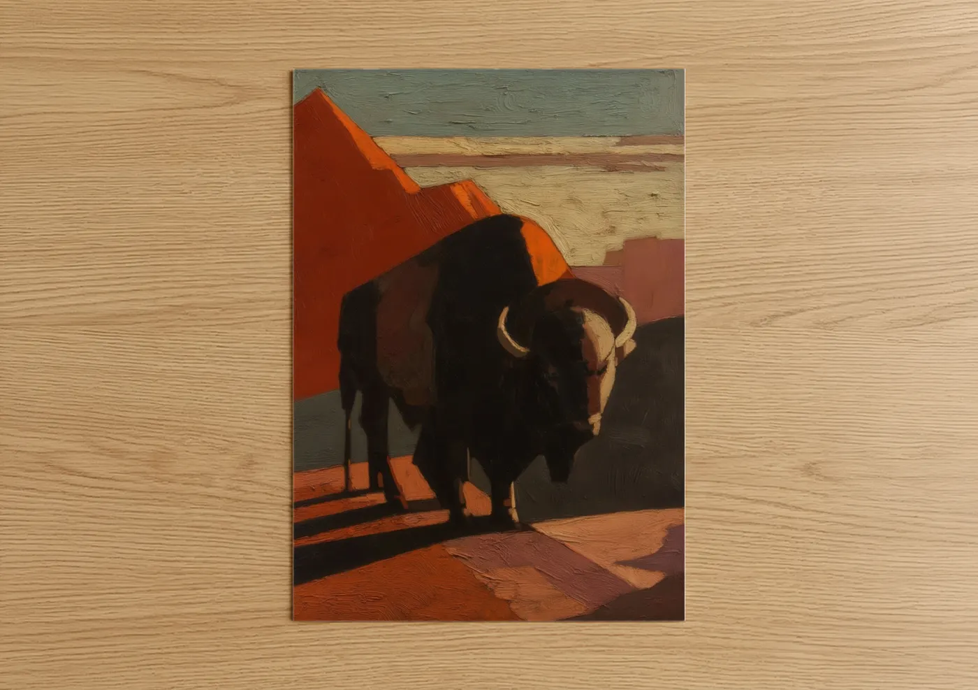 Desert Bison Landscape Painting Wall Art