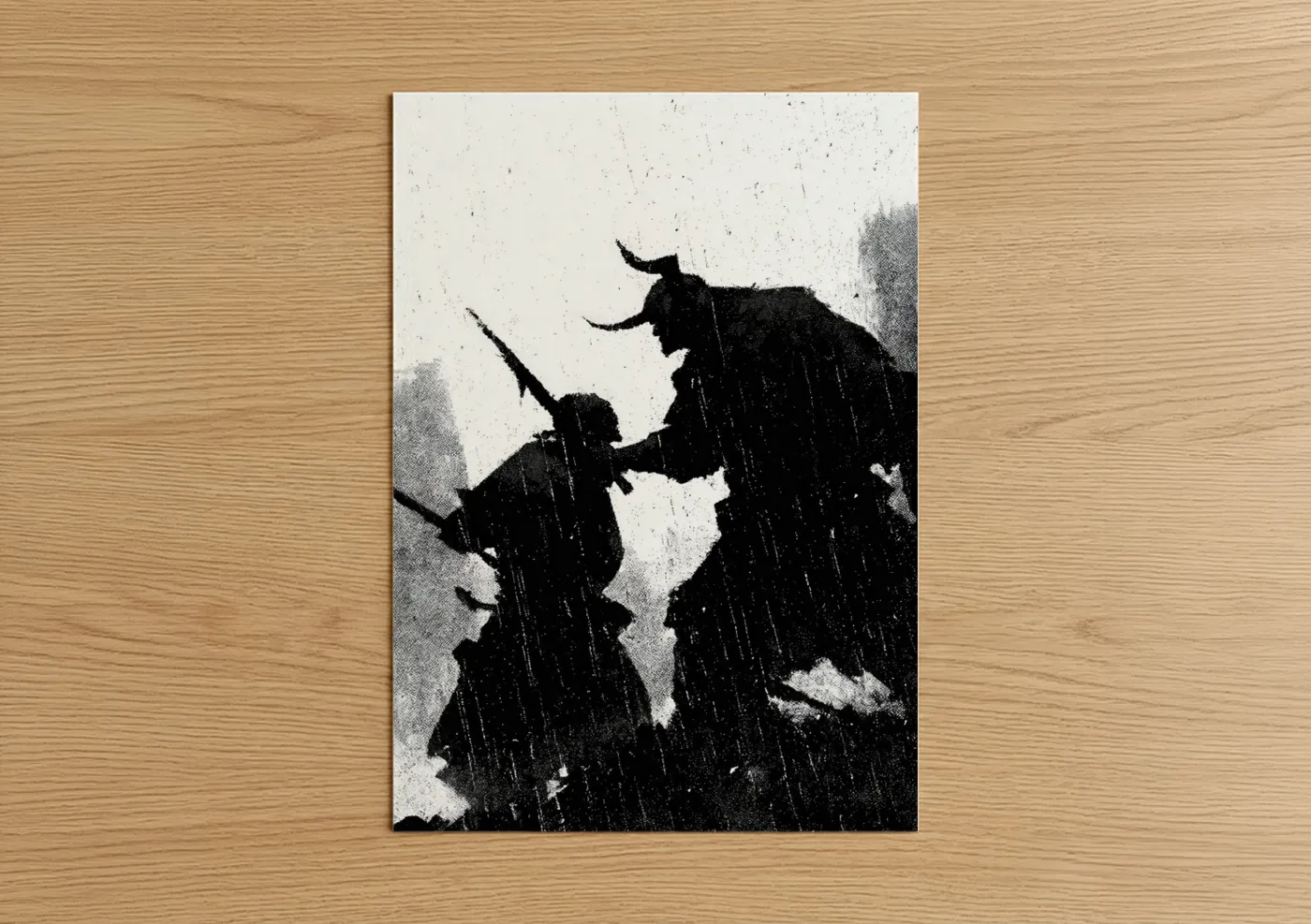 Dark Orc Mythical Creatures in Rain Wall Art