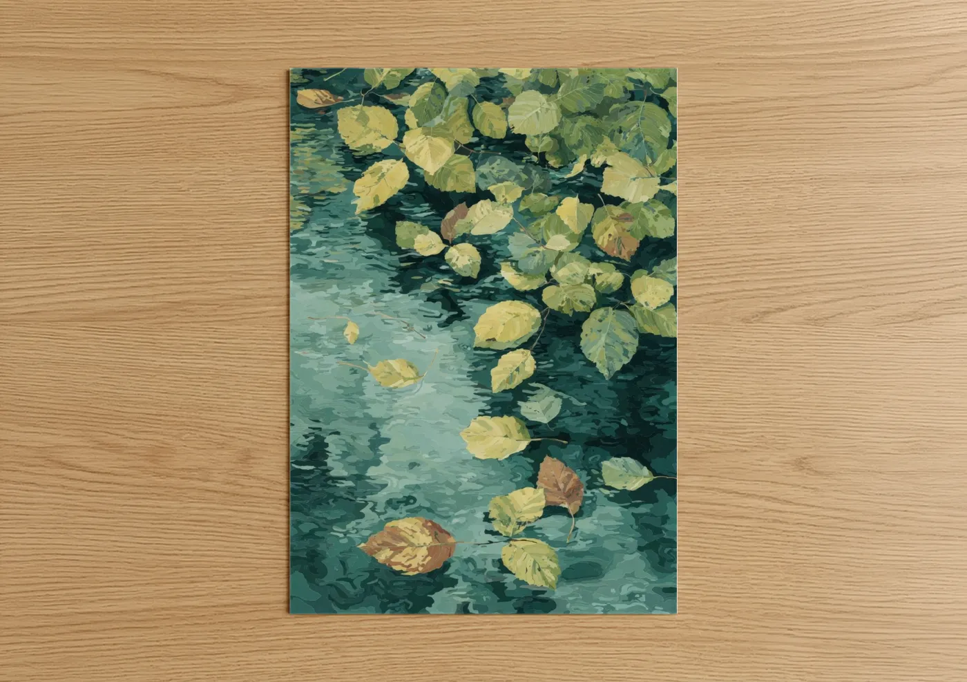 Golden Linden Tree Water Reflection Wall Art