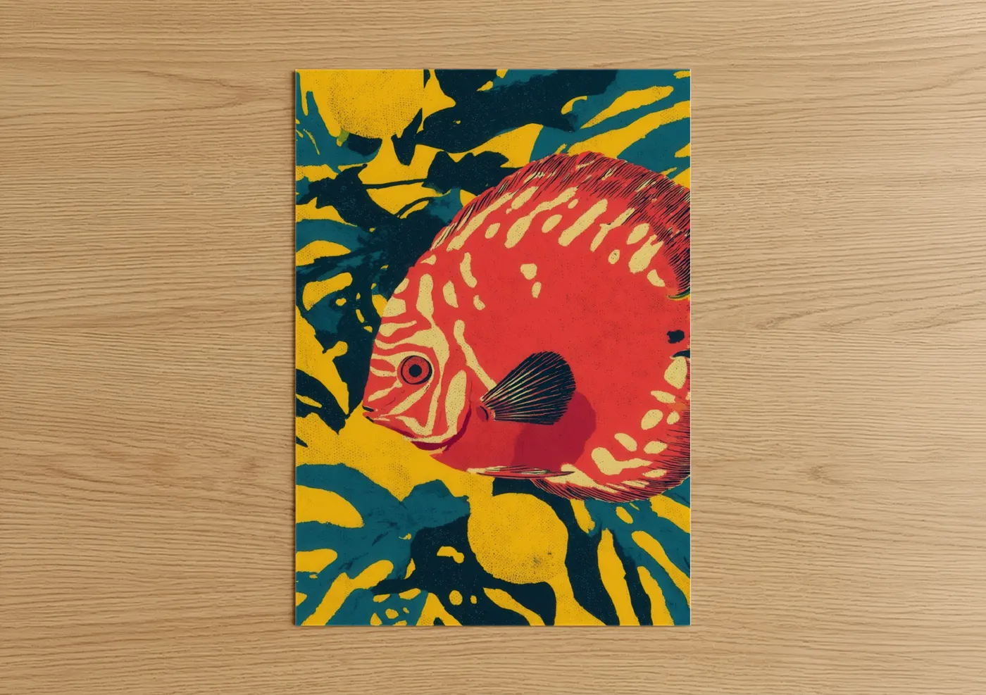 Crimson Discus Fish Tropical Wall Art