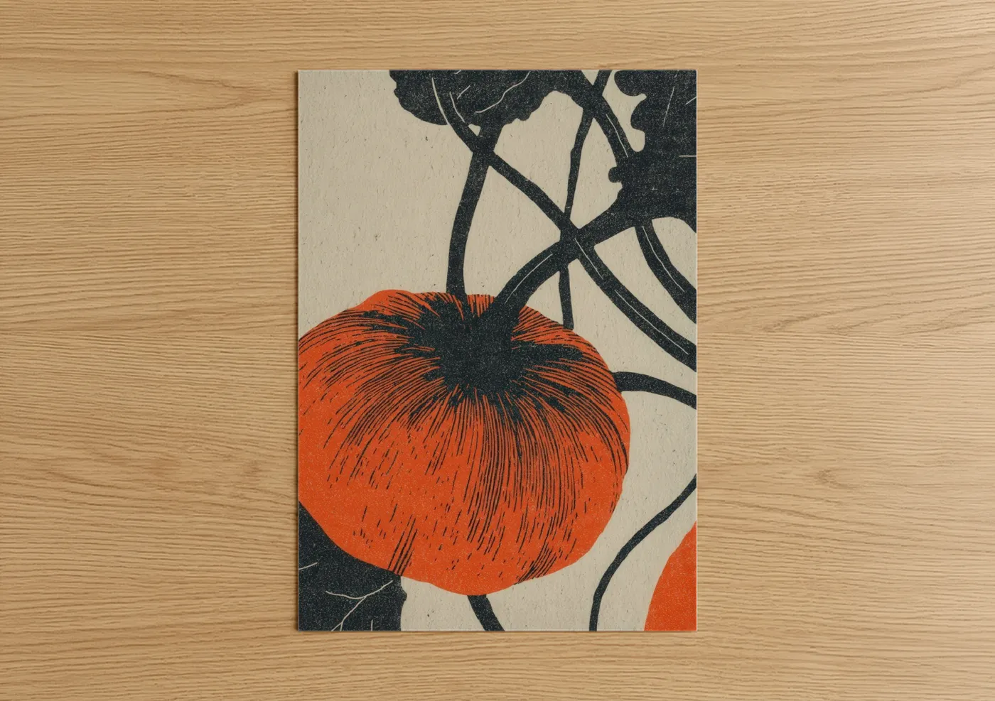 Heirloom Tomato Botanical Woodblock Art Wall Art