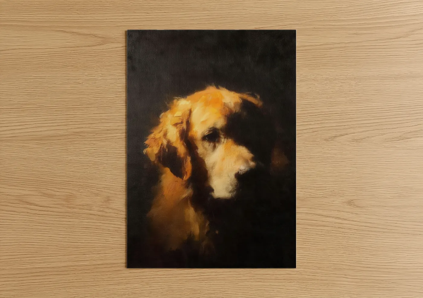 Golden Retriever Portrait Oil Painting Wall Art