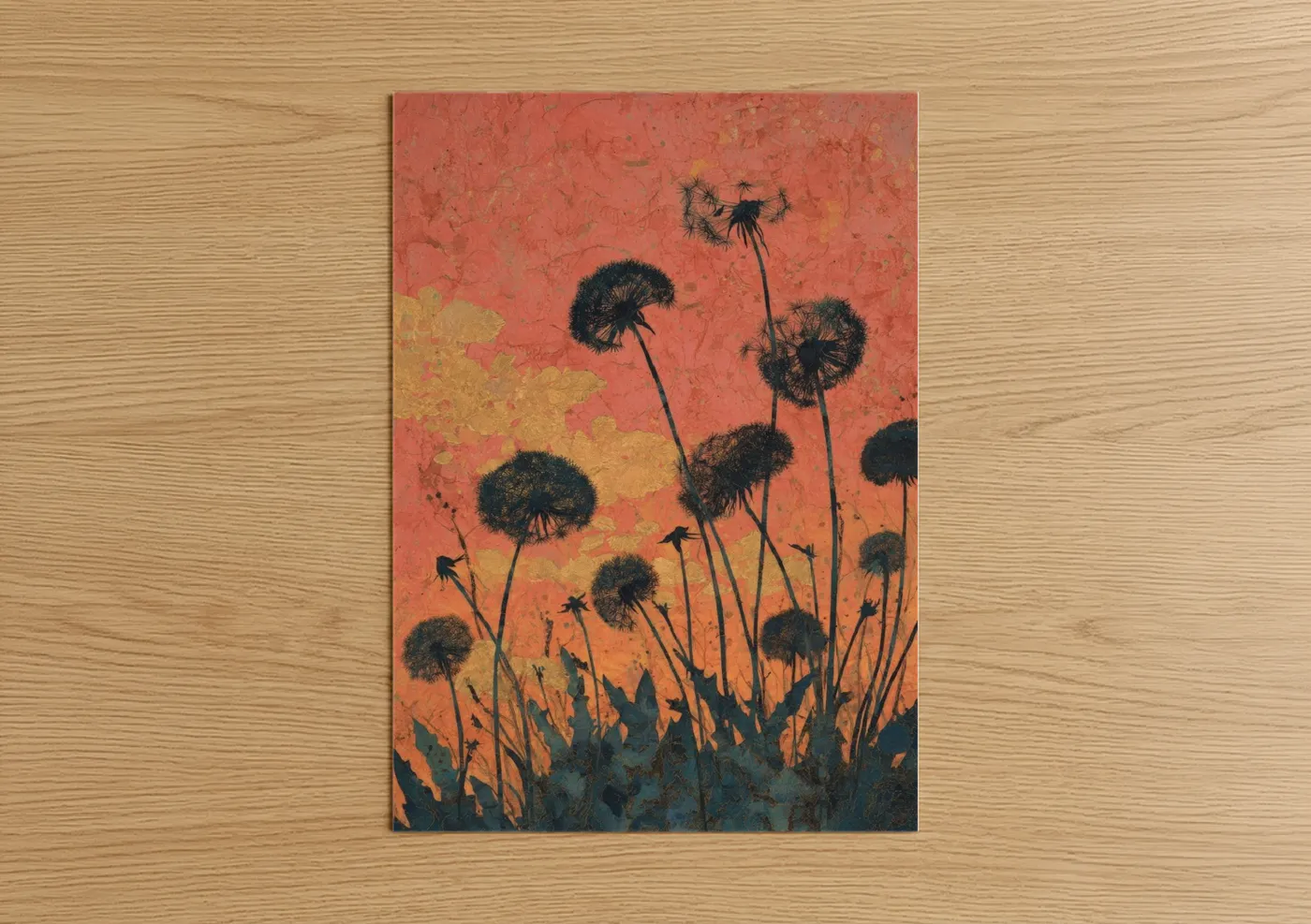 Sunset Dandelions Botanical Wall Art
