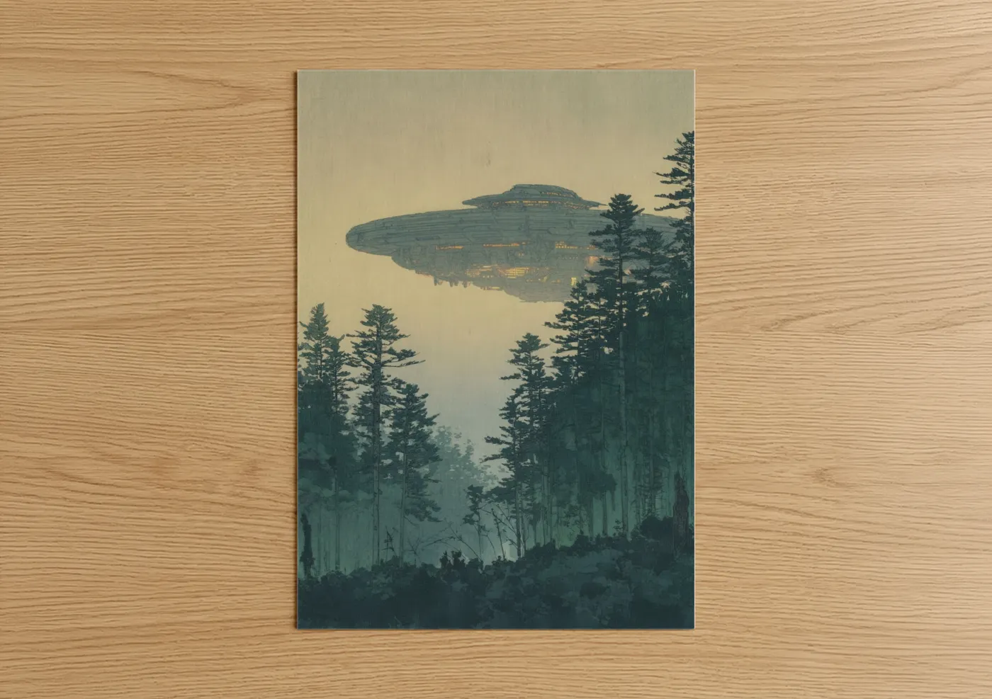 UFO Forest Encounter Sci-Fi Wall Art