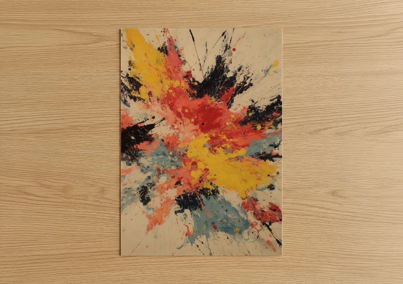 Crimson Urchin Burst Abstract Wall Art