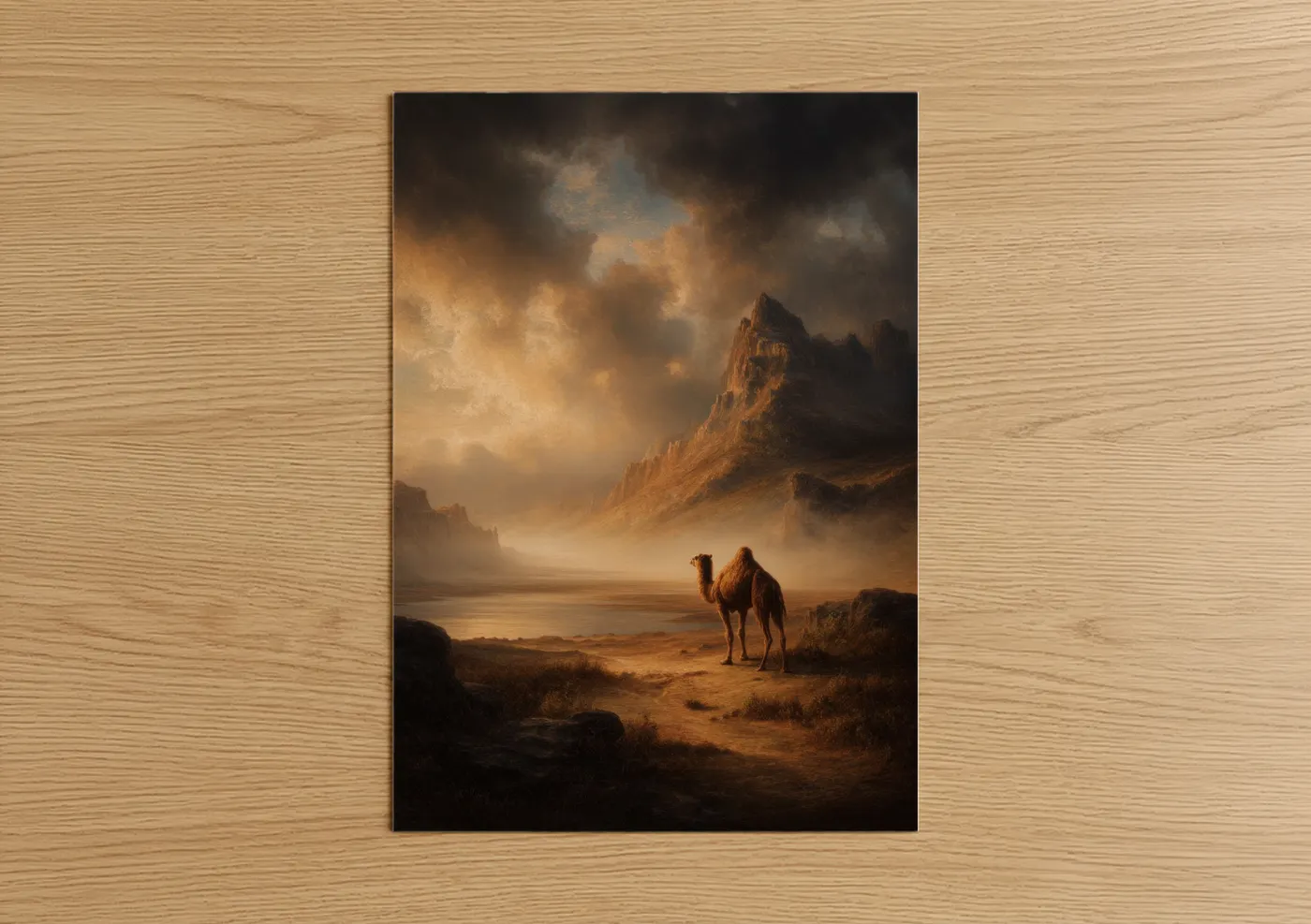 Desert Mirage Camel Landscape Artwork Wall Art